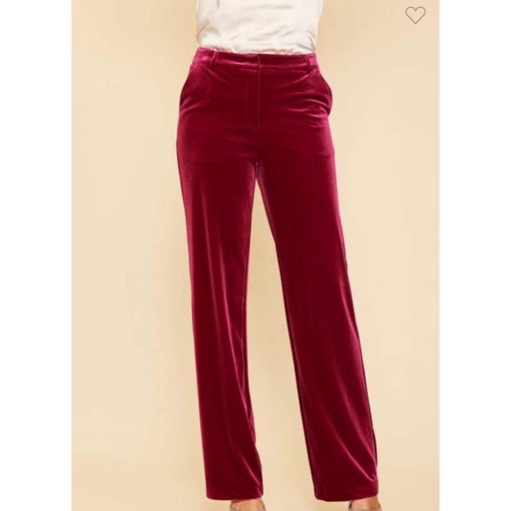 Velvet Wide Leg Pants Wine Color Pockets Sz Medium